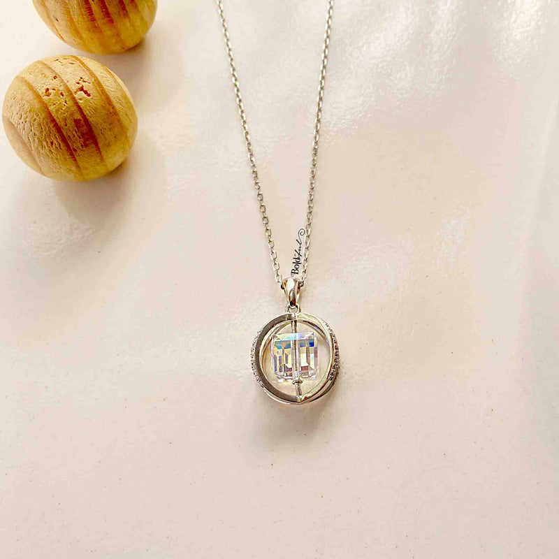 Cube Crystal Silver Pendant - Boldiful