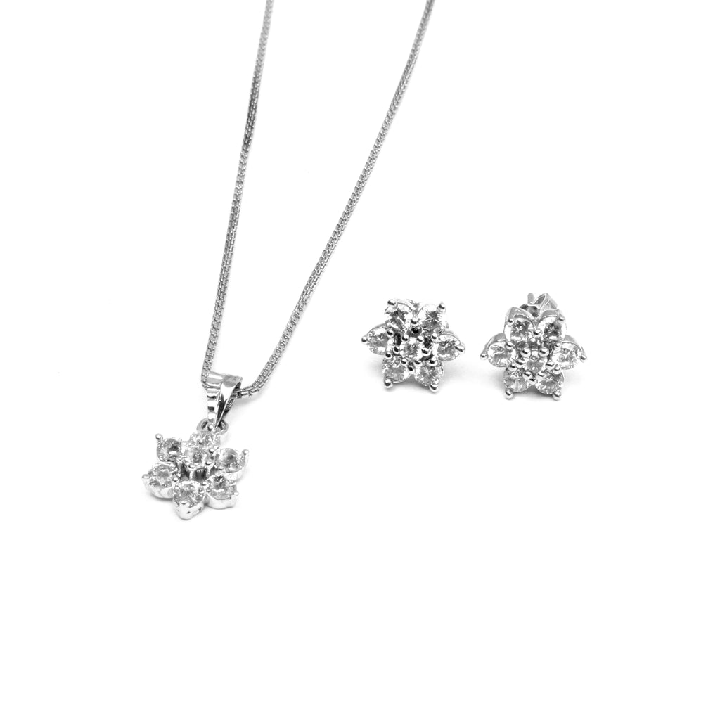 CLARA 925 Sterling Silver Alba Pendant Earring Chain Jewellery Set Gol