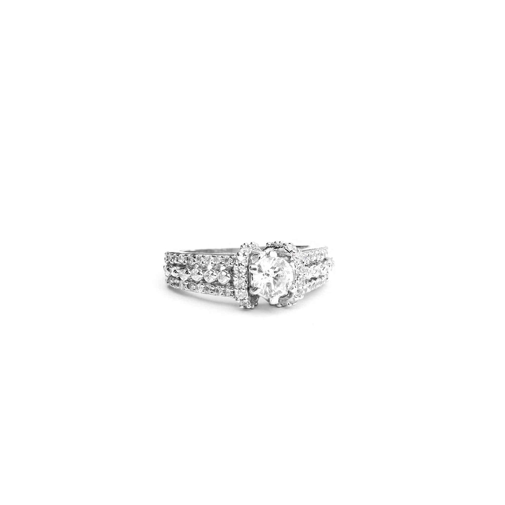 Dinky Solitaire Thin Silver Ring - Boldiful