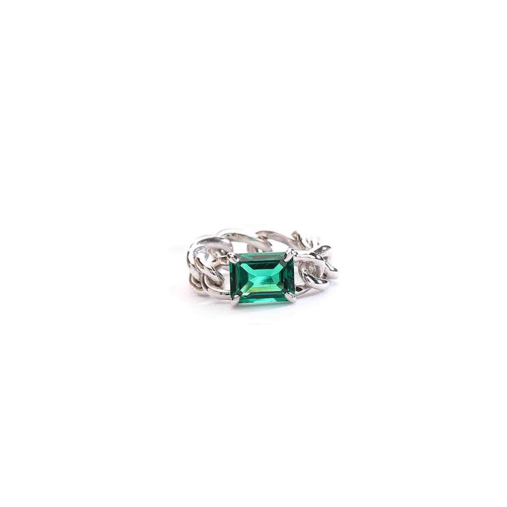 Emerald Link Silver Ring - Boldiful 