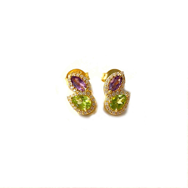 Fervor Peridot Amethyst Earstuds - Boldiful