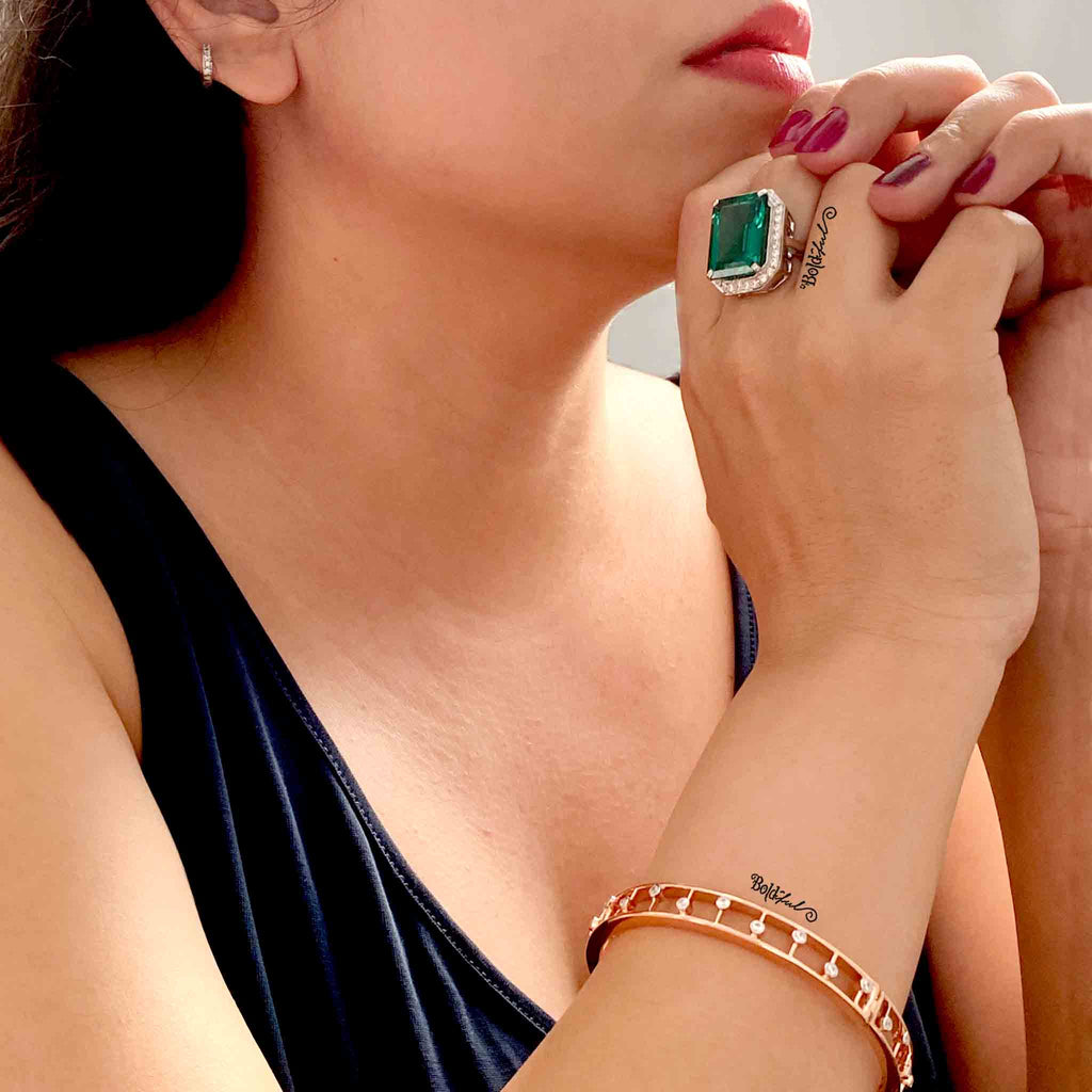 Flamboyant Emerald Cut Silver Ring - Boldiful