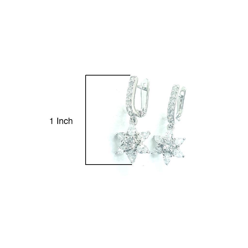 Flower Drop Zircon 92.5 Silver Earring - Boldiful