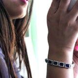 Foursquare Bluestone/Zirconia 925 Sterling Silver Bracelet - Boldiful