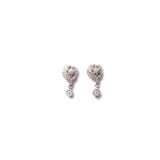 Fringe Heart Silver CZ Earrings