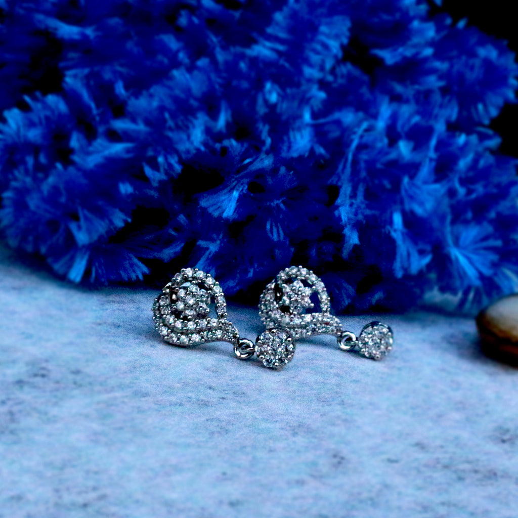 Fringe Heart Silver CZ Earrings - Boldiful