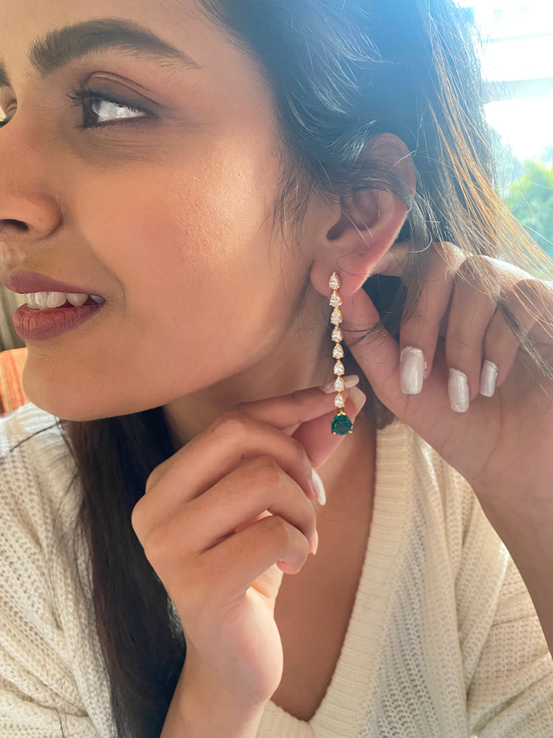 Fiery Silver Long Earrings