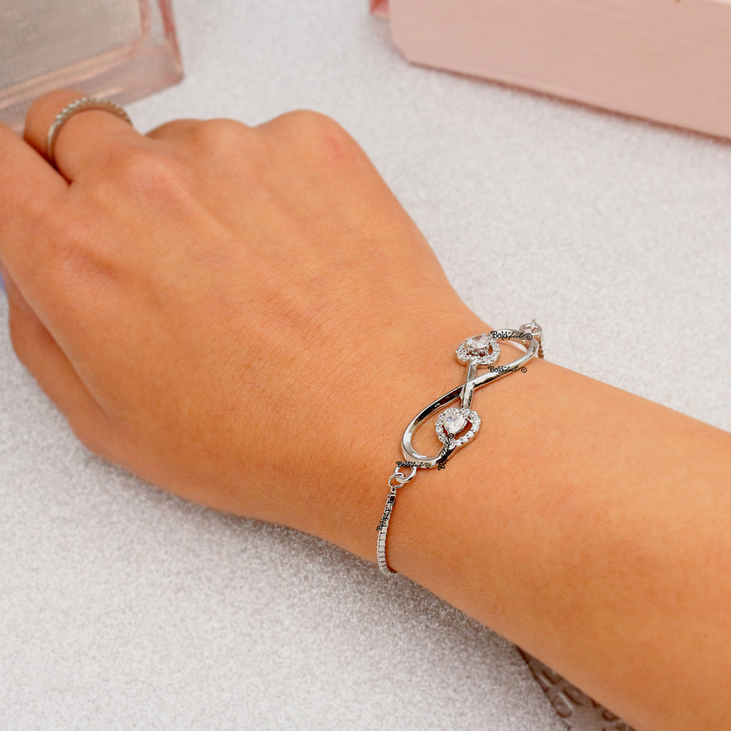 Infinity Bracelet, Silver & 14k, 4mm - Sonya Ltd