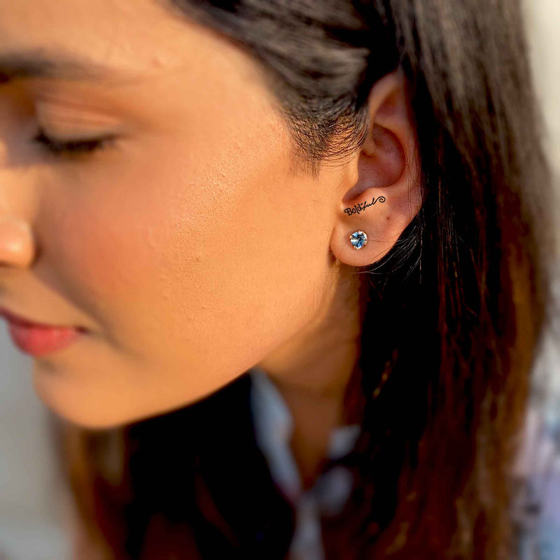 London Blue Topaz Ear Studs - Boldiful