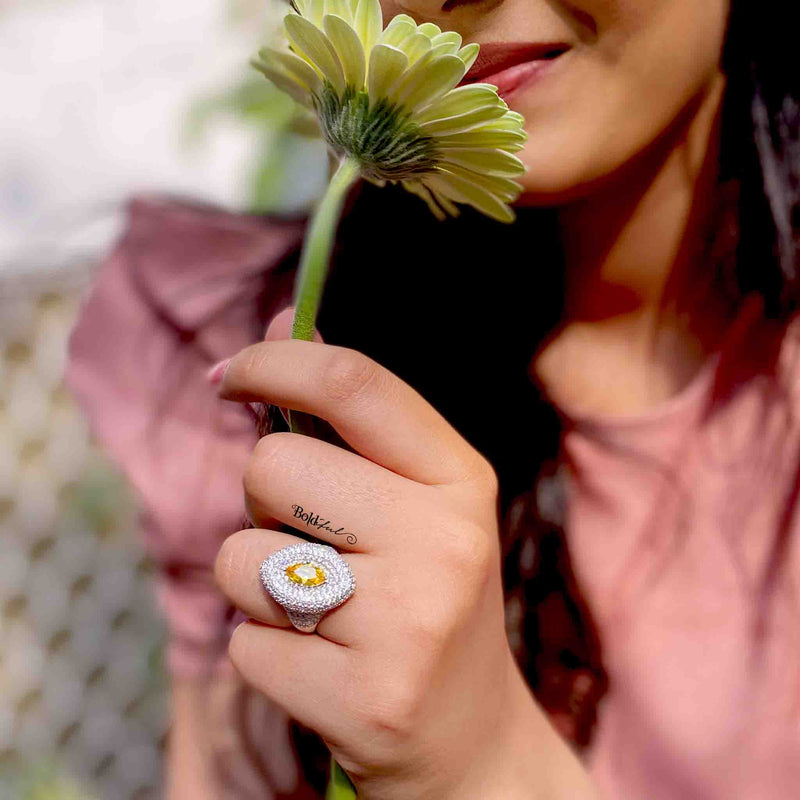 Marquise Cocktail Silver Ring - Boldiful