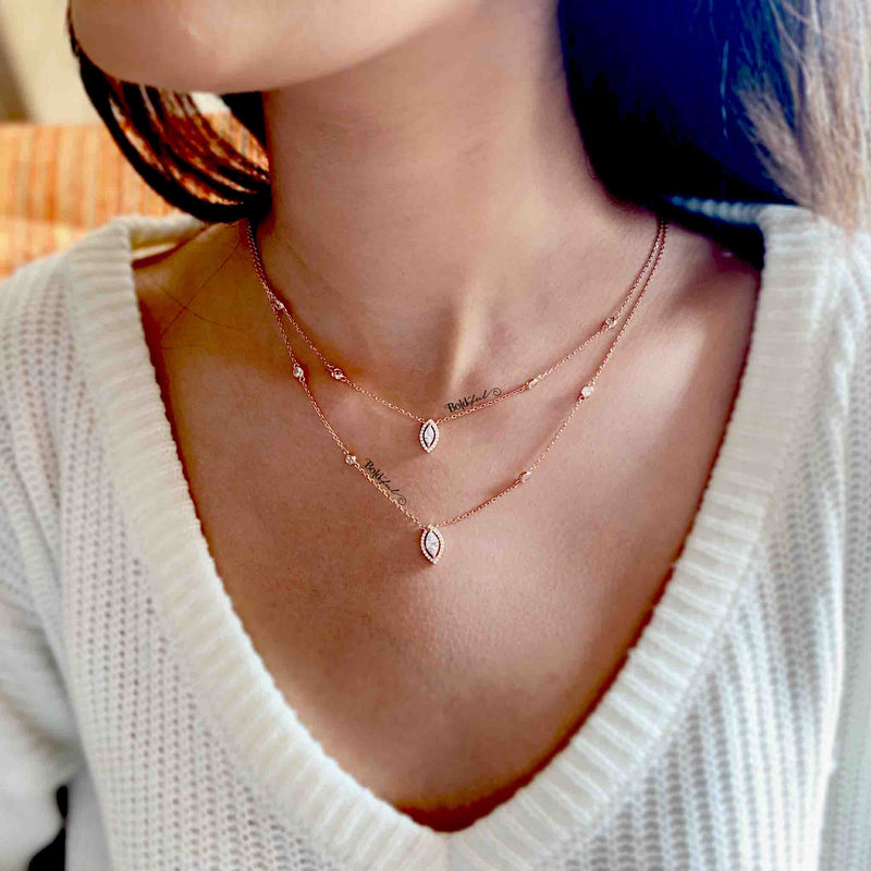 Marquise Droplet Layered Necklace - Boldiful