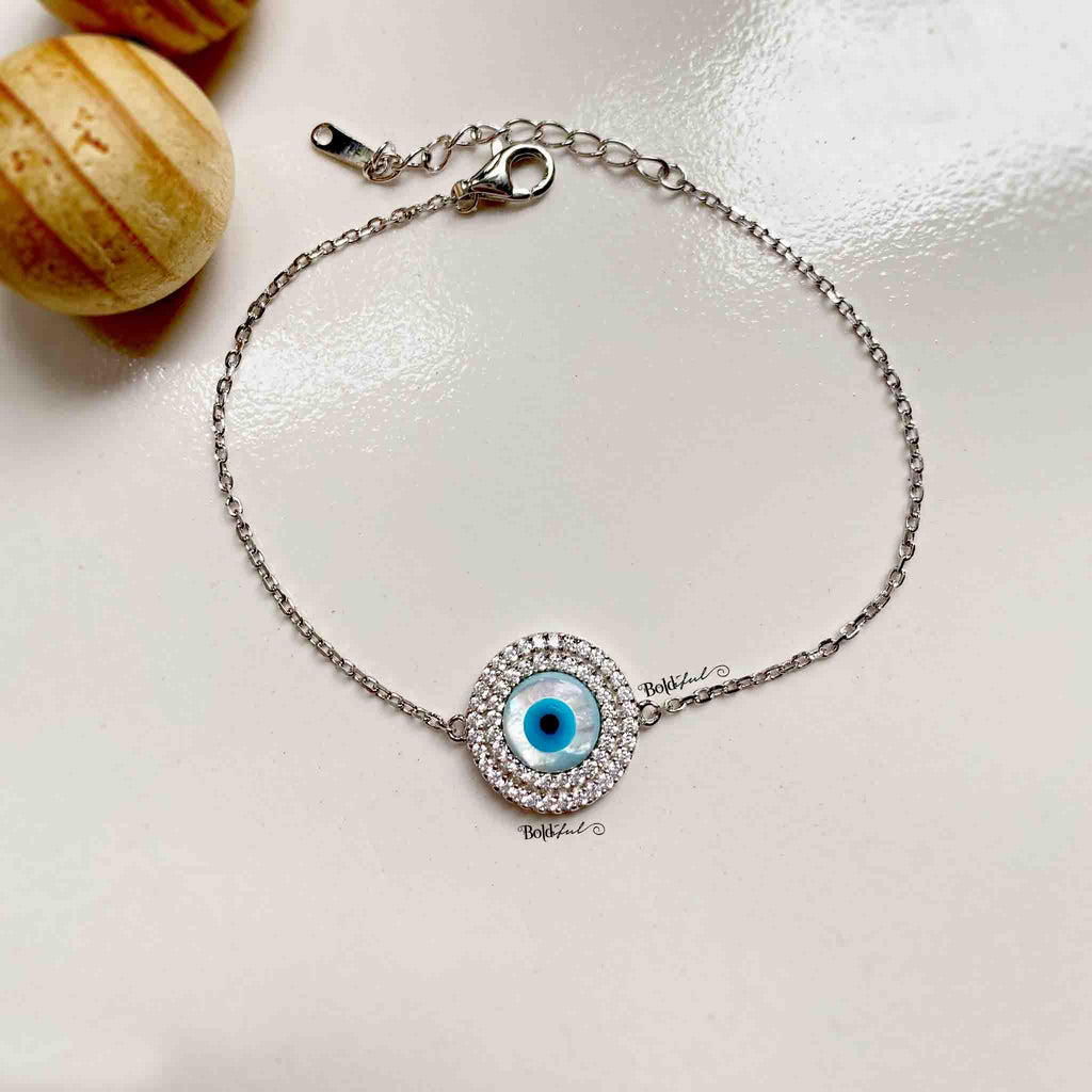 Evil eyes silver bracelet evil eye bracelet with silver chain