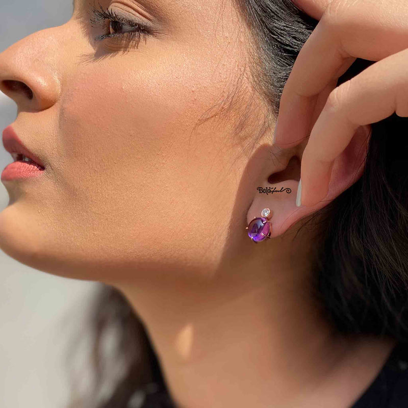 Nitid Cabochon Silver Earstuds - Boldiful