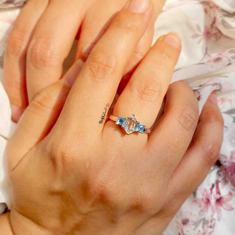 Nobby Lozenge cut Silver Ring - Boldiful