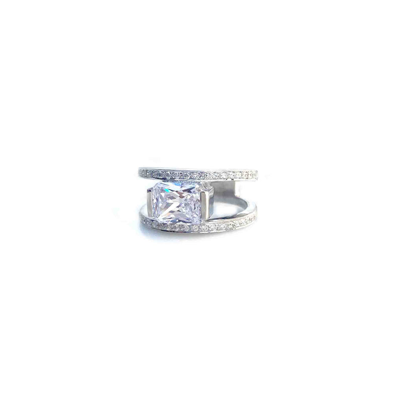 Nova Emerald Cut Silver Ring - Boldiful