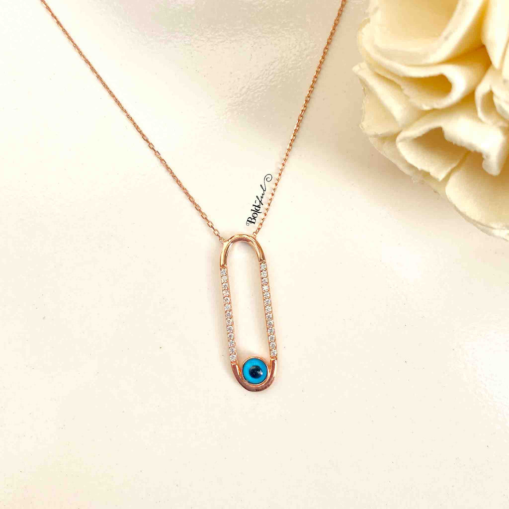 Blue Evil Eye Necklace Pendant in Sterling Silver | Amorium Jewelry
