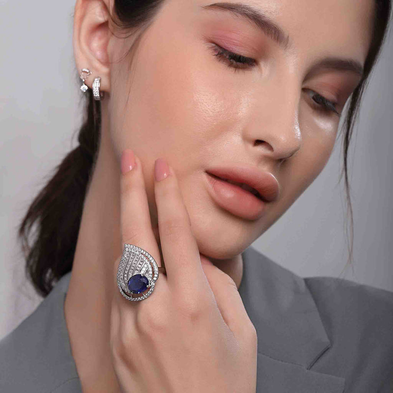 Pear Cocktail Silver Ring - Boldiful