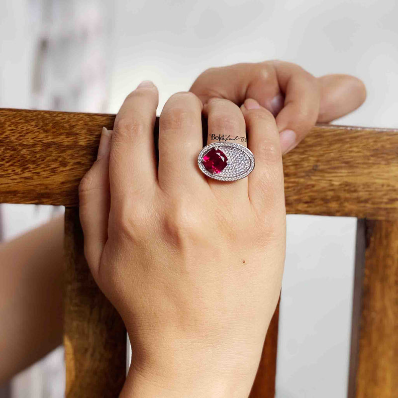 Pink Cushion Cut Cocktail Ring - Boldiful