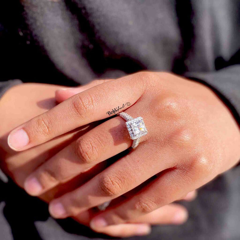 Prim Silver Princess Cut Ring - Boldiful