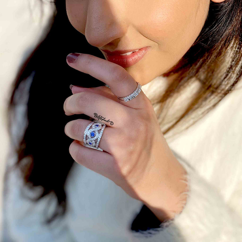 Purl Wide Silver Band Ring - Boldiful