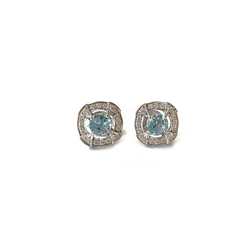 Racy Blue Topaz Minimal Ear Studs - Boldiful