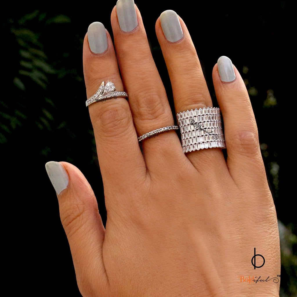 Huitan Elegant 925 Silver Rings Women Jewelry Blue Sapphire India | Ubuy