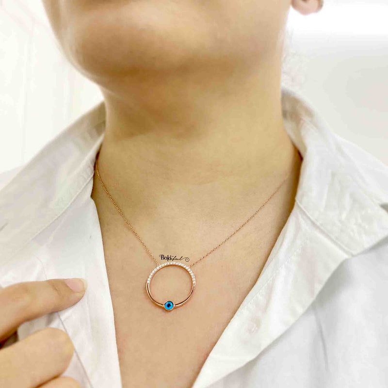 Sphered Evil Eye Silver Pendant - Boldiful