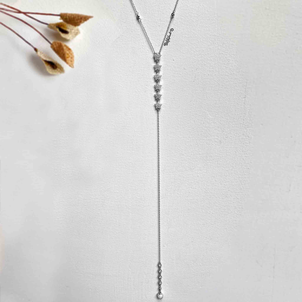 Starry Long Silver Necklace - Boldiful