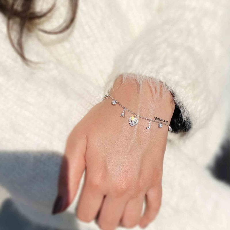 Sway Initials Silver Charm Bracelet - Boldiful