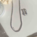 Tennis Silver Necklace with Earrings - Boldiful