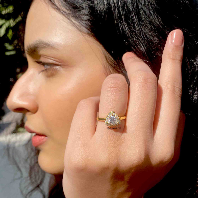 Trillion Moissanite Gold Ring - Boldiful