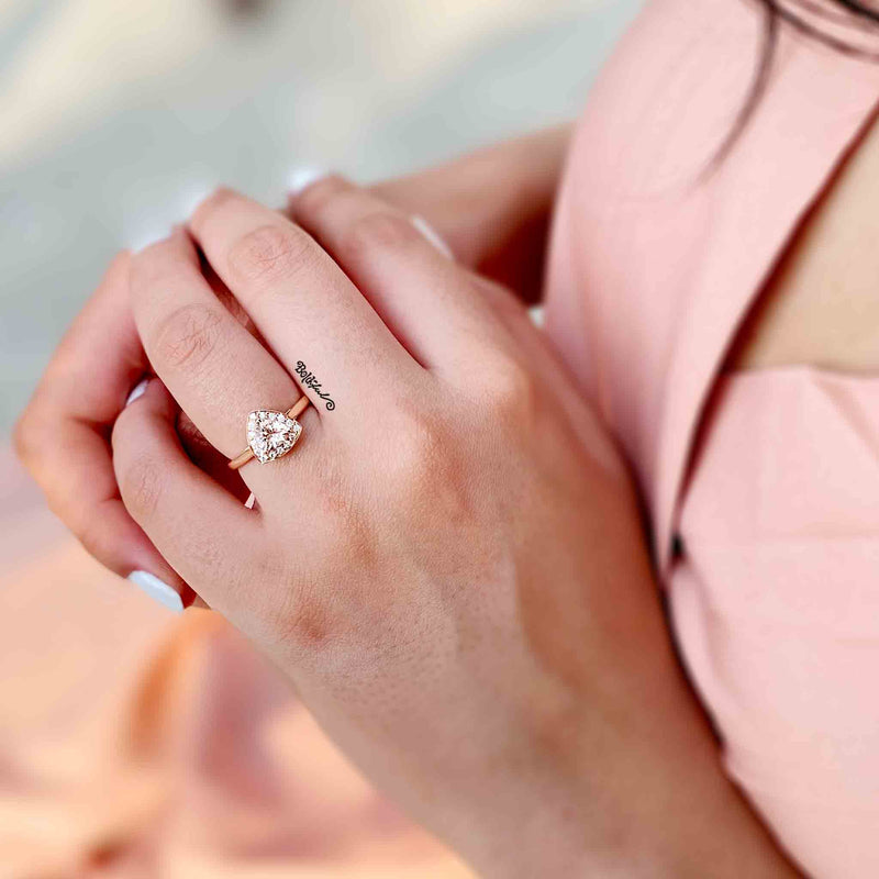 Trillion Morganite Minimal Ring - Boldiful