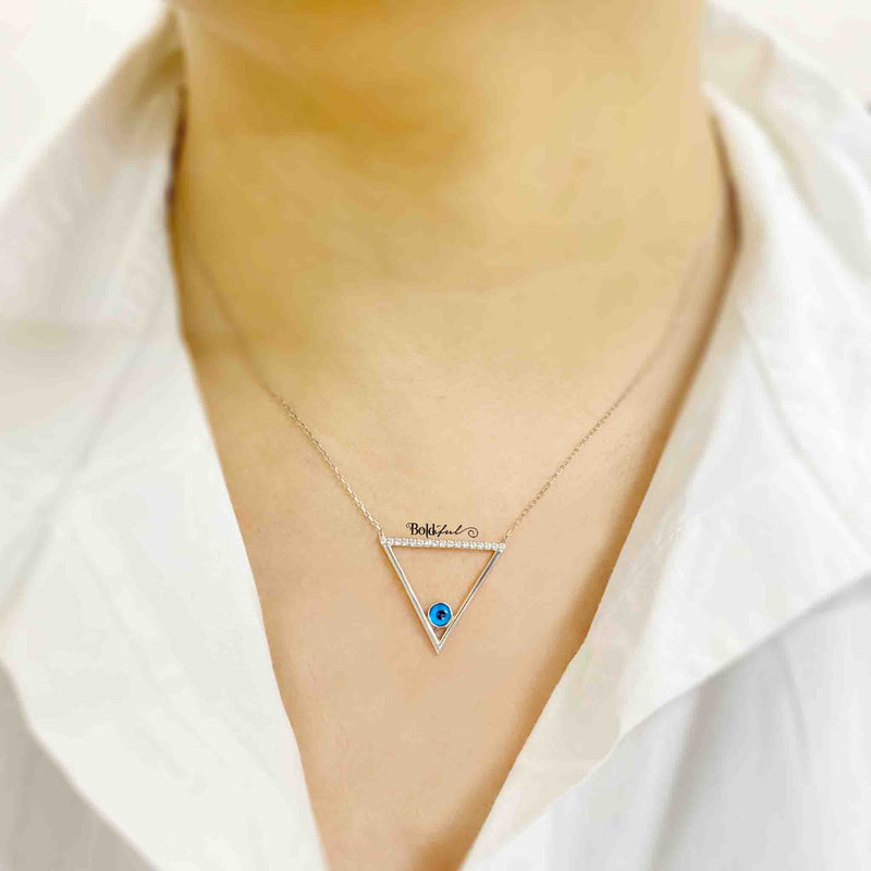 Trilogy Evil Eye Silver Pendant - Boldiful