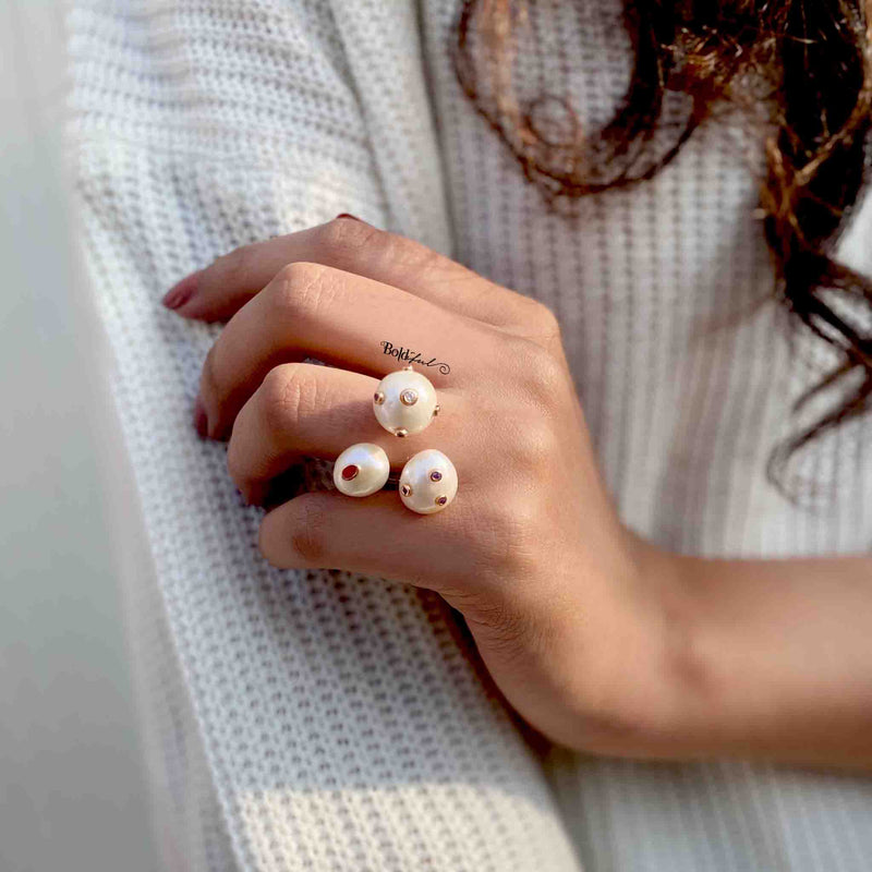 Trio Pearl Silver Ring - Boldiful