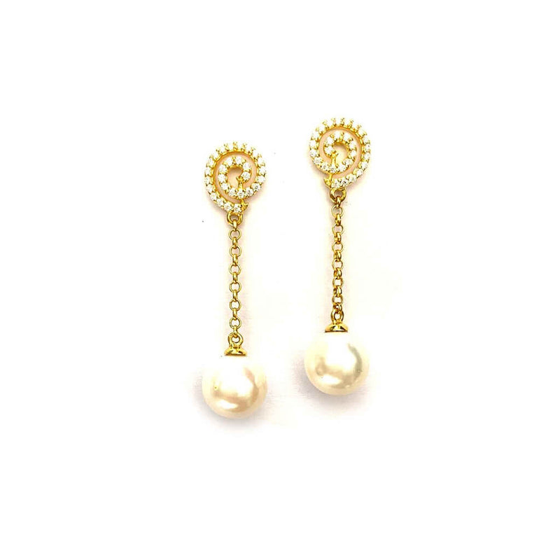 Twirly Pearl Drop Earrings - Boldiful