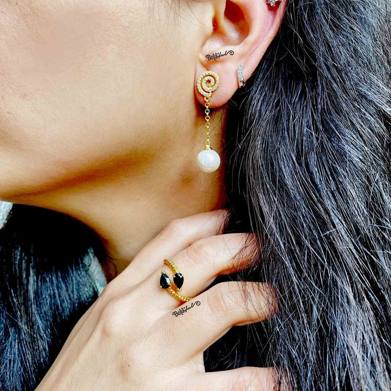 Twirly Pearl Drop Earrings - Boldiful