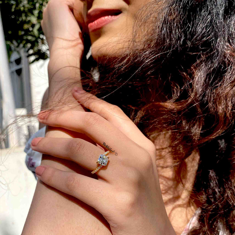 Twisty Asscher Cut Moissanite Ring - Boldiful