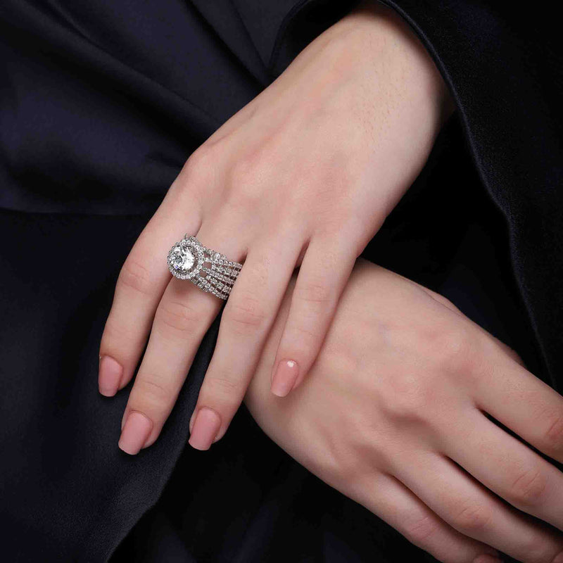 Luxury Female White Zircon Stone Ring | Silver Engagement Ring Women -  Luxury Female - Aliexpress