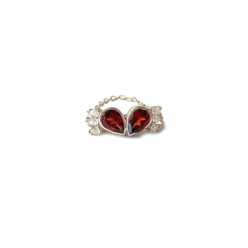 Wings Garnet Chain Ring - Boldiful