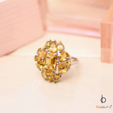 Yellow Citrine Sterling Silver Cocktail Ring - Boldiful